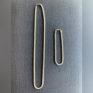 Rope chain silver necklace & bracelet set